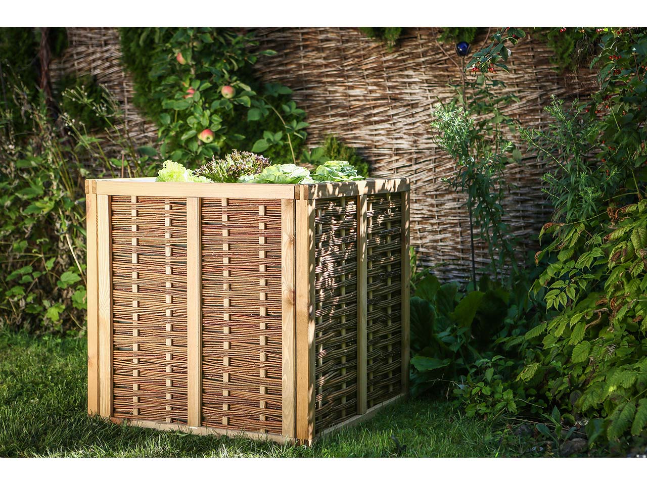 Hochbeet aus Kiefer und Weide, Bausatz B 80 x T 80 x H 80 cm, Grundelement