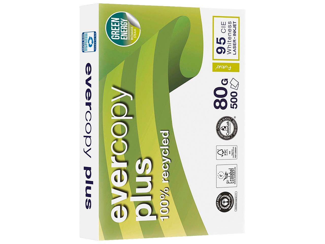 500 Blatt Multifunktionales Recycling-Kopierpapier "Evercopy Plus" 80 g/m², DIN A 4