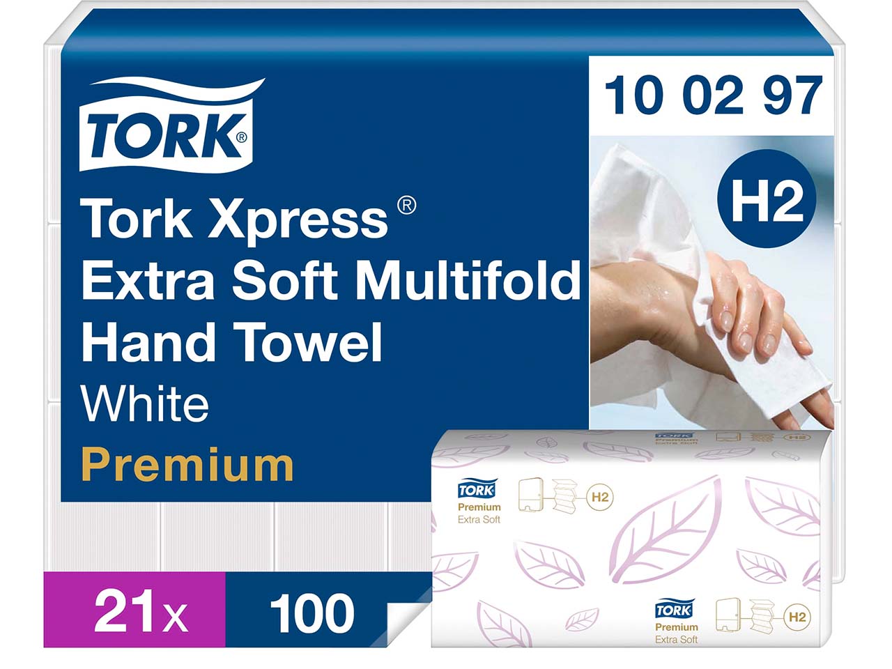 Tork Xpress Multifold-Papierhandtücher "Premium H2" 21 x 100 Blatt, weiß