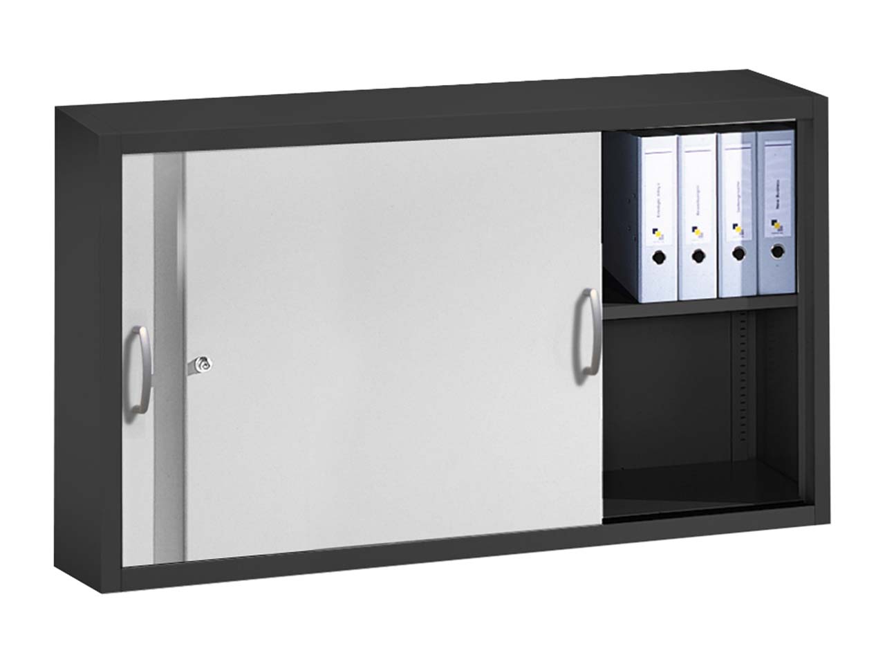 Aufsatzschrank Schiebetürenschränke aus Stahl 160 cm breit anthrazit/alusilber  T 40  H 79