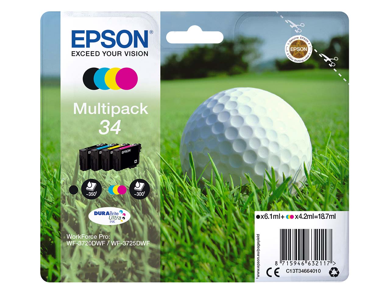Epson 4er Set Tintenpatronen T3466/ 34 schwarz, cyan, magenta, gelb