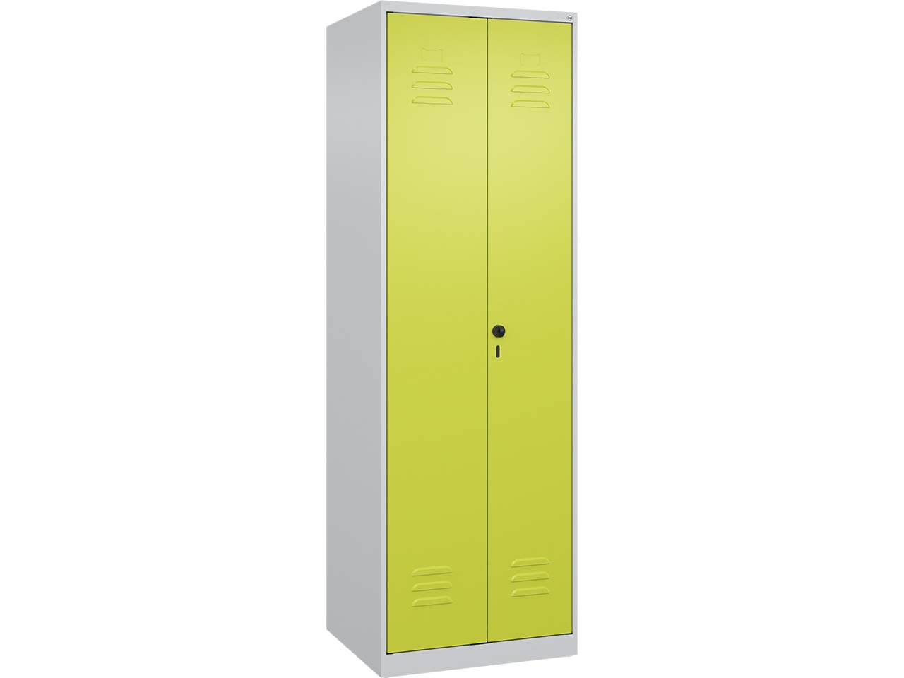 C+P Putzmittel-Spind Classic PLUS, 2 Abteile, 1850x600x500mm, Lichtgrau/Clowngrün