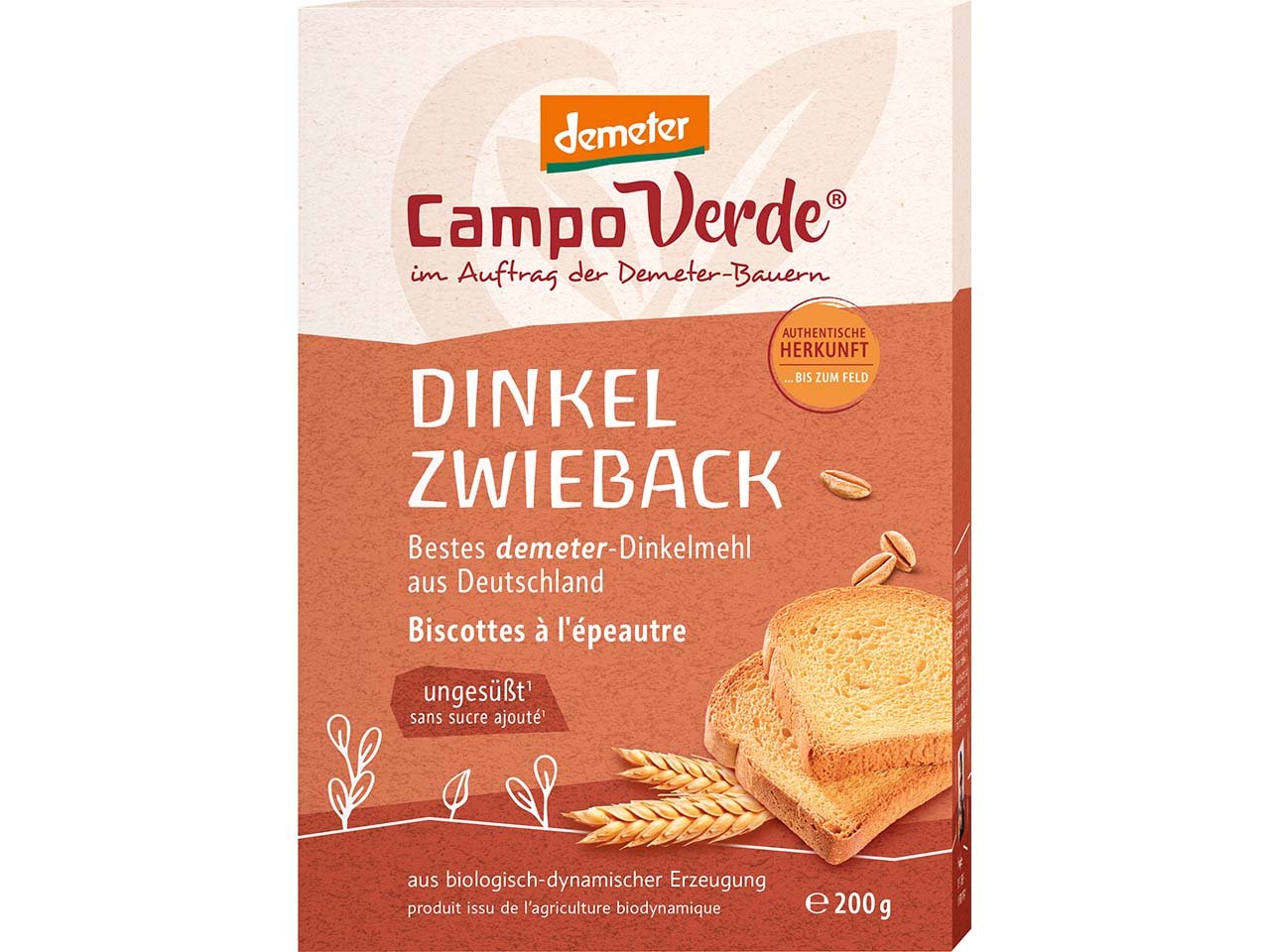 Campo Verde Bio-Dinkelzwieback, ungesüßt, 200 g