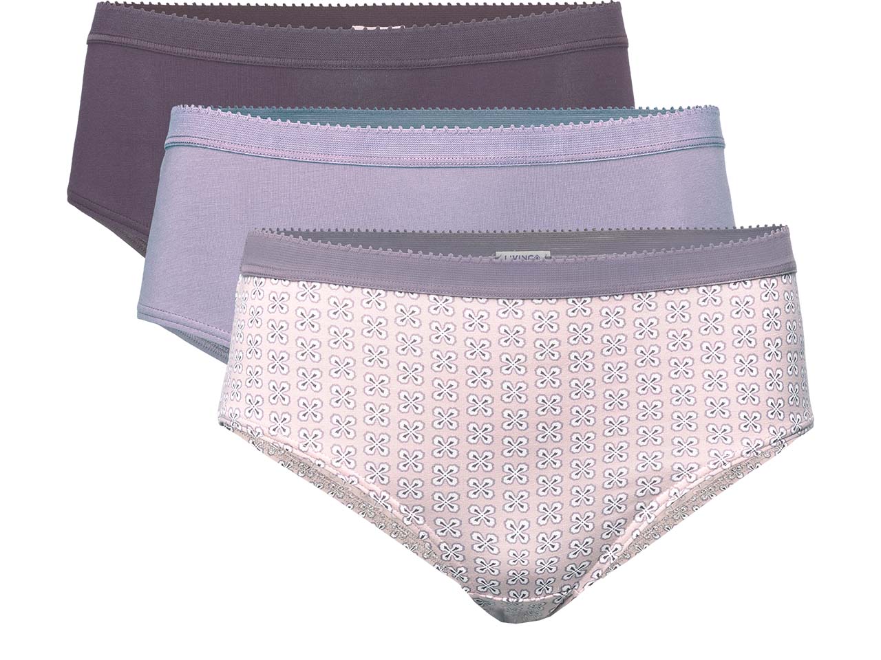 Living Crafts 3er-Pack Bio-Damen-Slips 'POLLY', minimal print mauve, Gr. S
