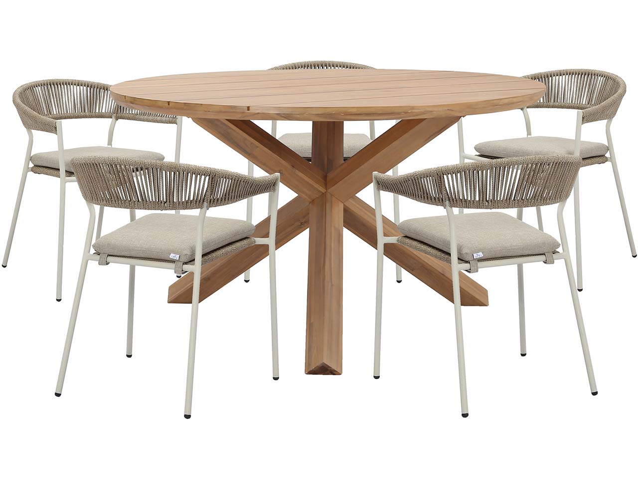 Gartenmöbel-Set "Delft & Sebastian", 6-teilig, 5 Stühle, Tisch ø 135 cm, sand