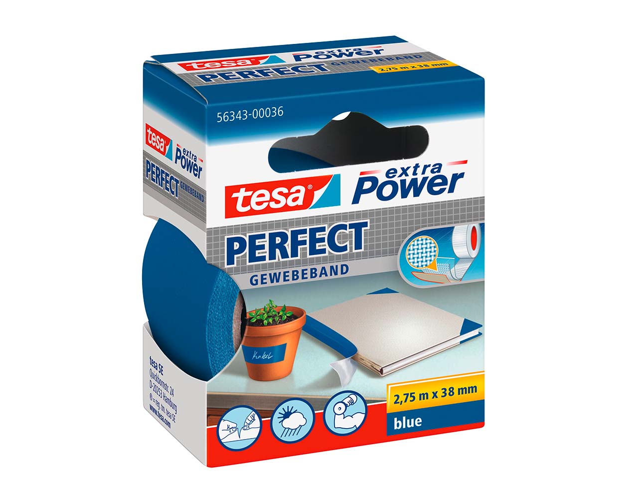 Tesa Gewebeband 2,75m x 38mm blau