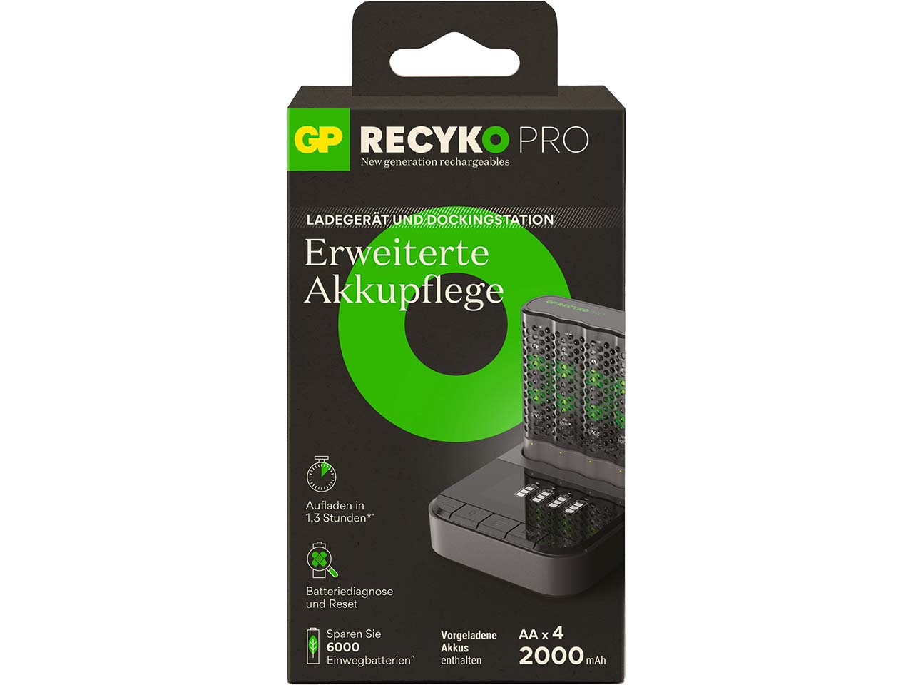 GP Battery USB Ladestation "P461D" inkl. Ladegerät "P461" + 4xAA "ReCyko+ Pro,je 2.000mAh