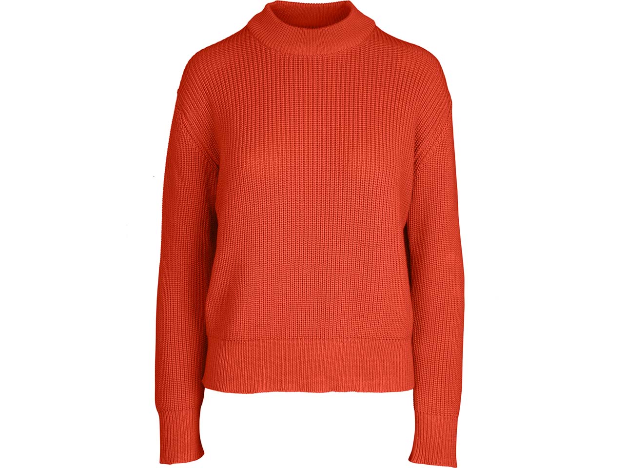 MELA Bio-Damen-Rippstrick-Pullover "MANIKA" mit Rundhalsausschnitt, orange brick, Gr. M