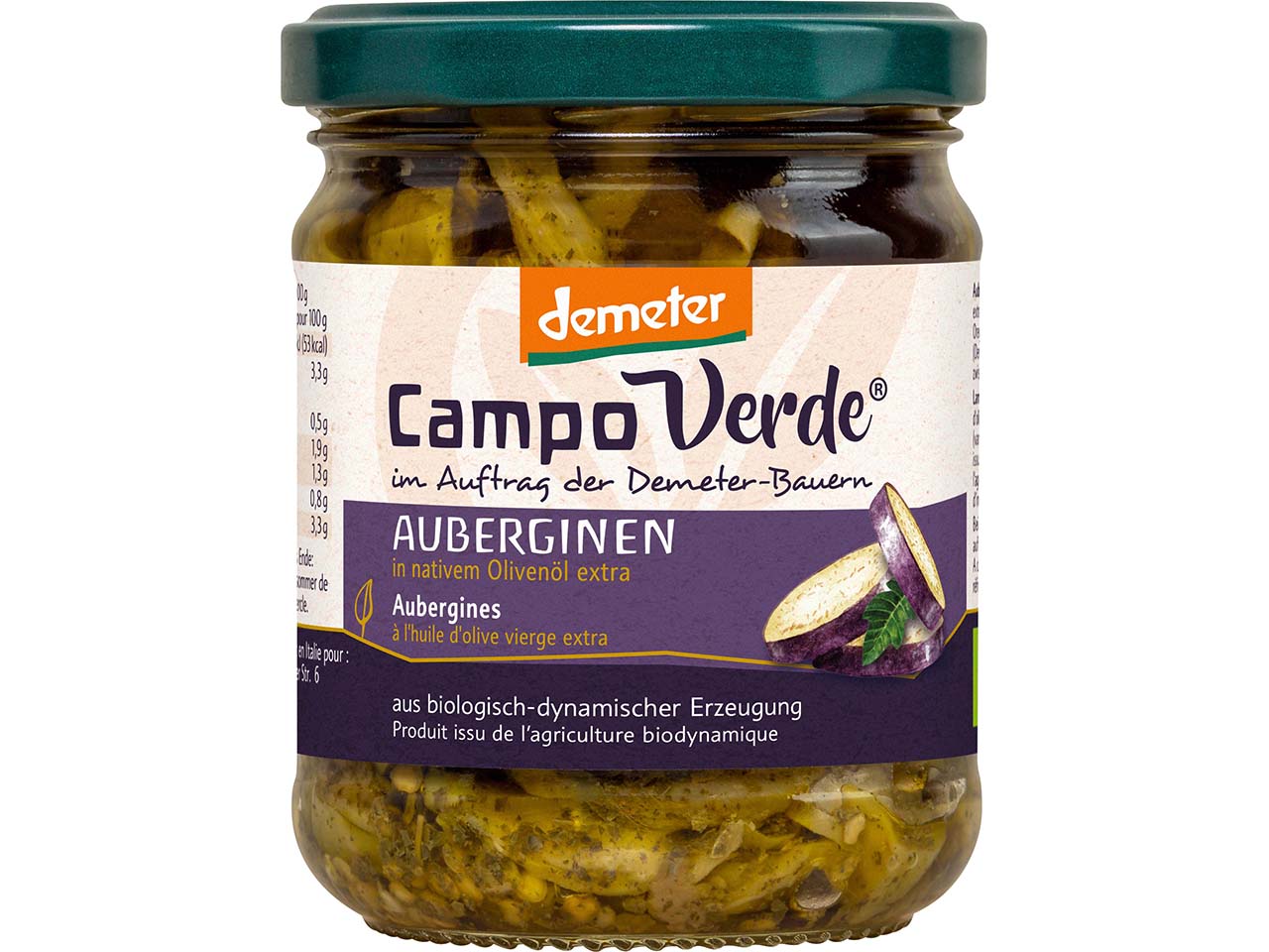 Campo Verde Bio-Auberginen in Olivenöl, 190 g