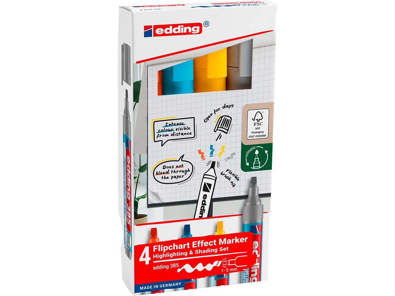 edding 4er Set Flipchart Effektmarker "385"