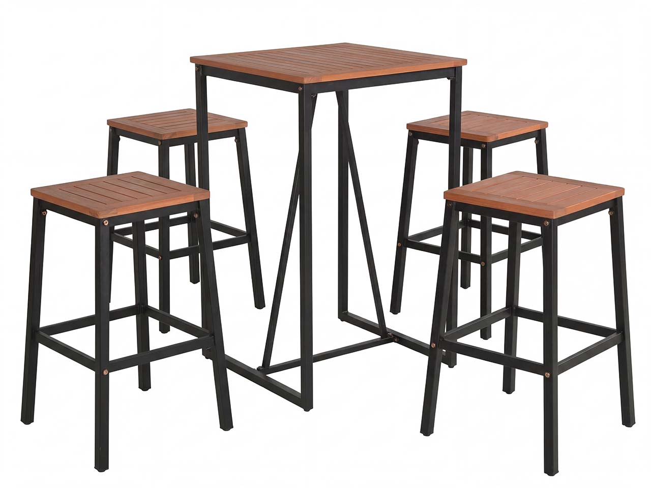 Gartenmöbel-Set "Bern" 5-tlg. 1 Bartisch 70 x 70 cm, 4 Barhocker