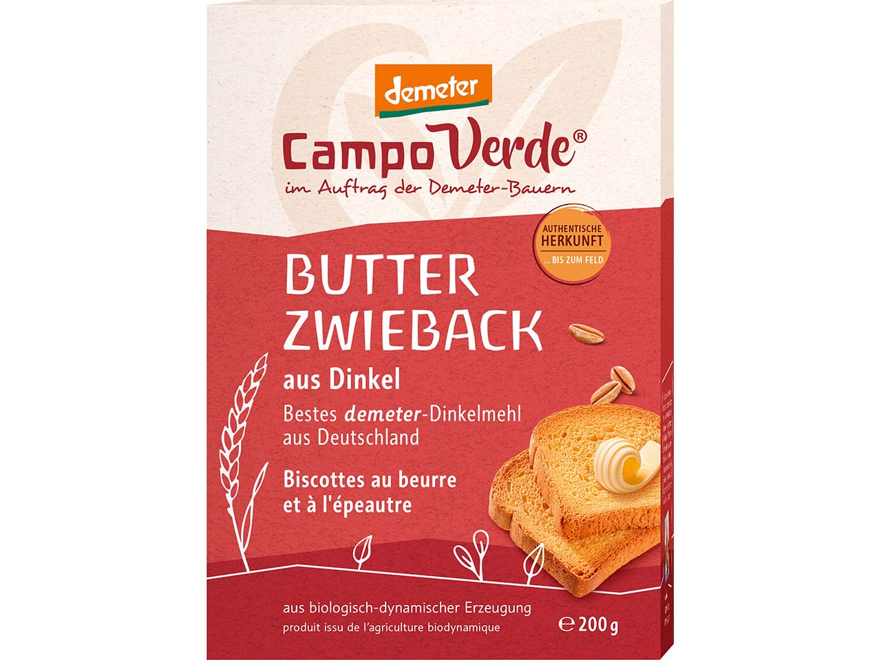 Campo Verde Bio-Butter-Zwieback aus Dinkel, 200 g