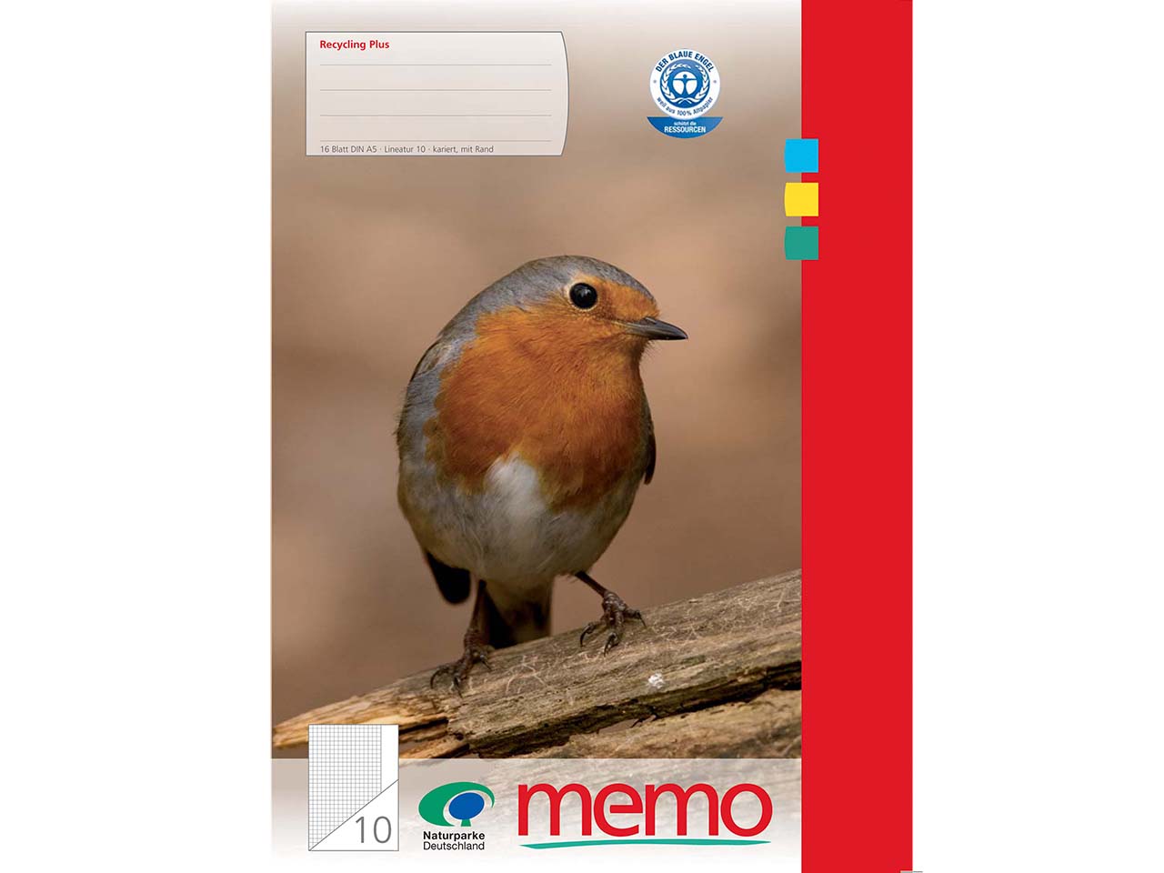 memo Schulheft A5 kar. m. Rand Lin. 10