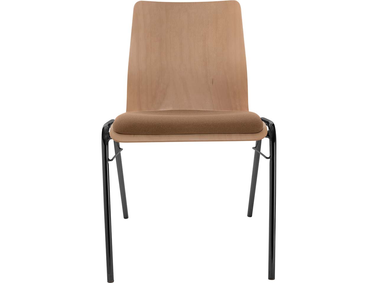 Besucherstuhl "A1" Buche, Gestell schwarz, Steg, Sitzpolster braun