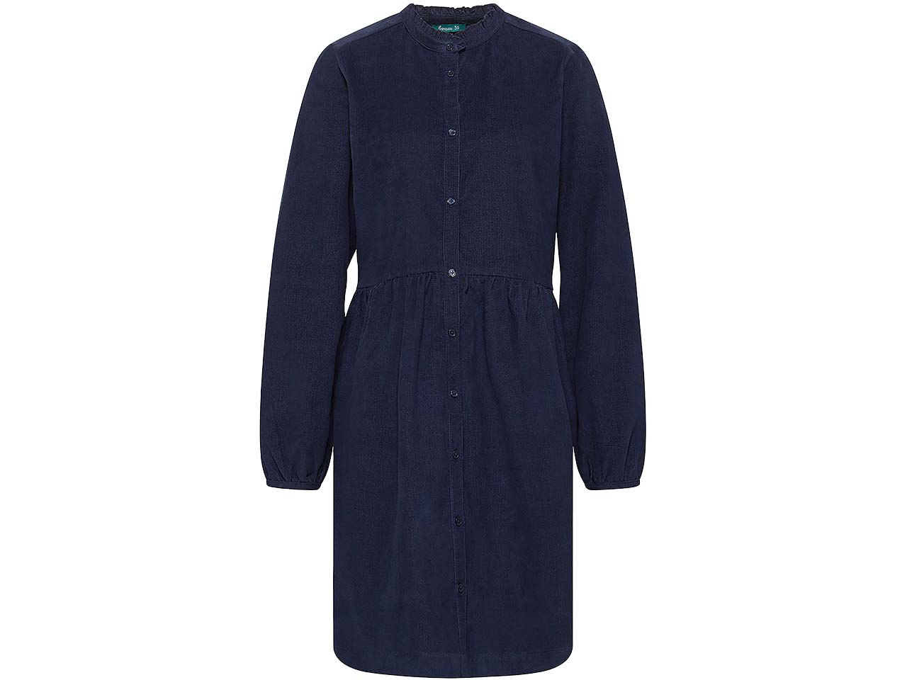 tranquillo Bio-Damen-Midi-Cord-Kleid mit Rüschen-Kragen, night, Gr. 36