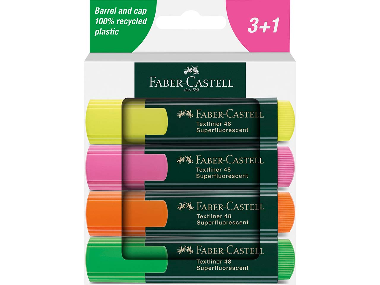 Faber-Castell Textmarker "Textliner 48", 4er-Set, farbsortiert