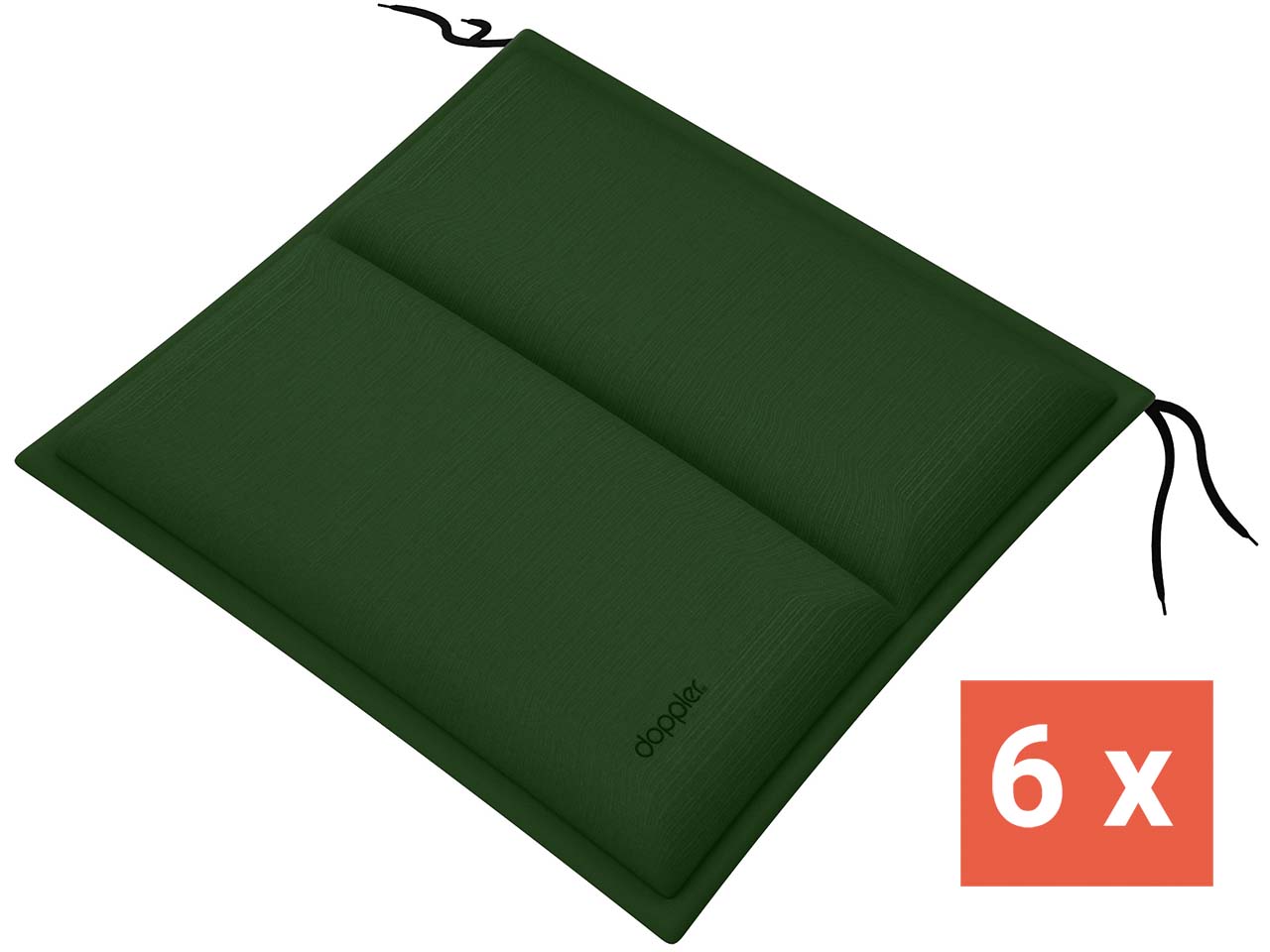 doppler Sitzkissen "CITY" mit Längssteppung, 6er-Pack, 48x48x6 cm, Polyester, moosgrün