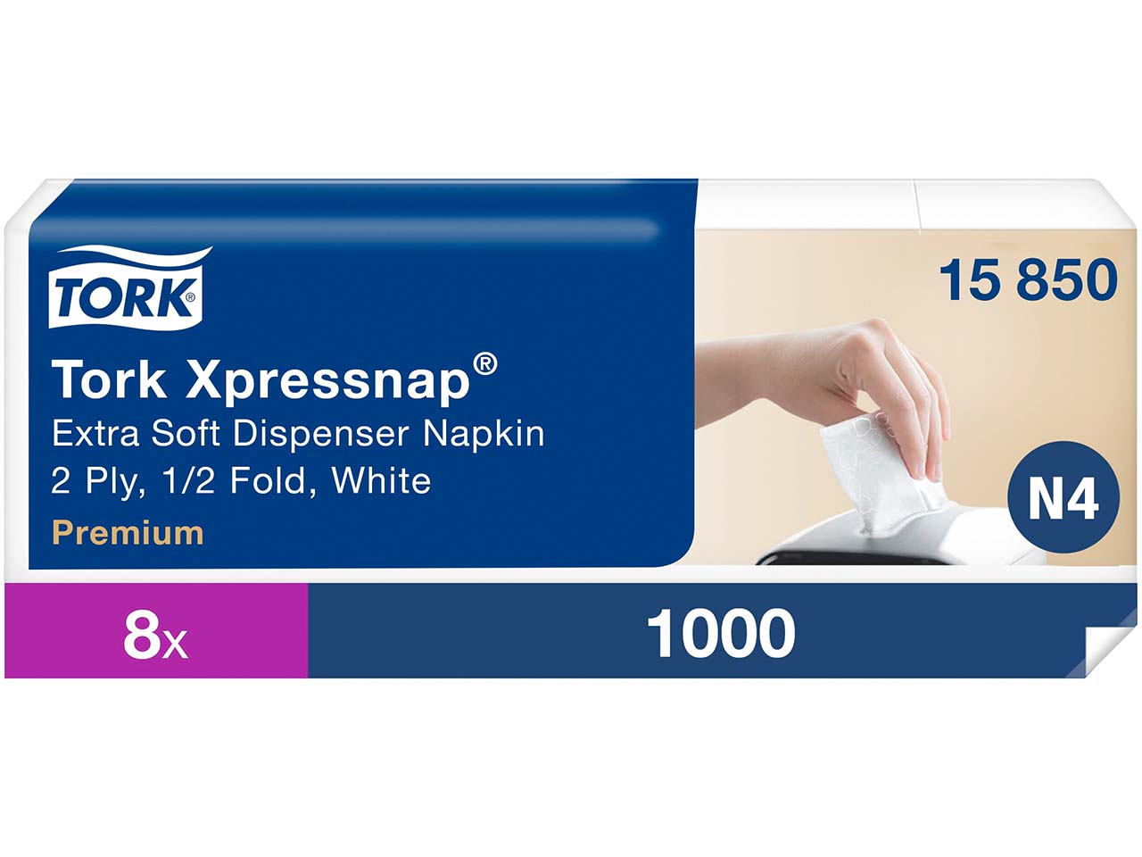 Tork Xpressnap Extra Softe-Servietten "Premium N4" 1/2-Falzung, 8 x 1000 Blatt, weiß