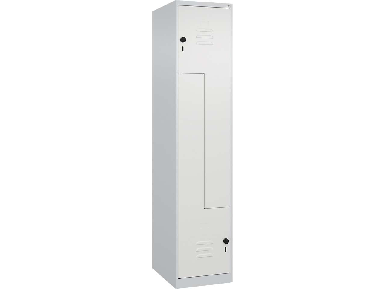 C+P Z-Spind Classic PLUS, 2 Fächer, 1850x400x500mm, Lichtgrau/Verkehrsweiß