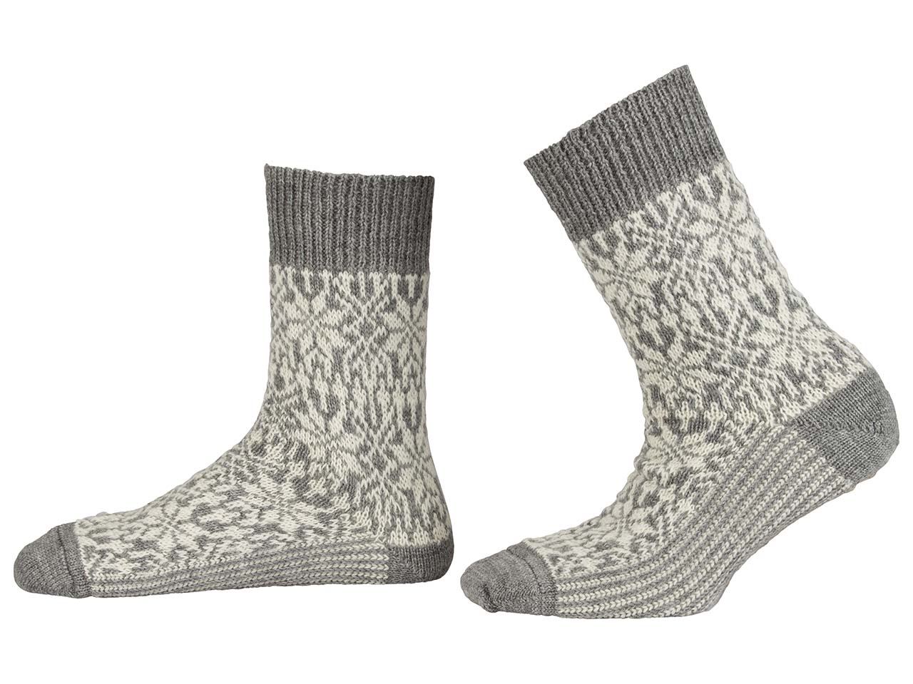 Hirsch Natur Unisex-Wollsocken 'Norweger Sternenmuster' hellgrau/natur, Gr. 38/39