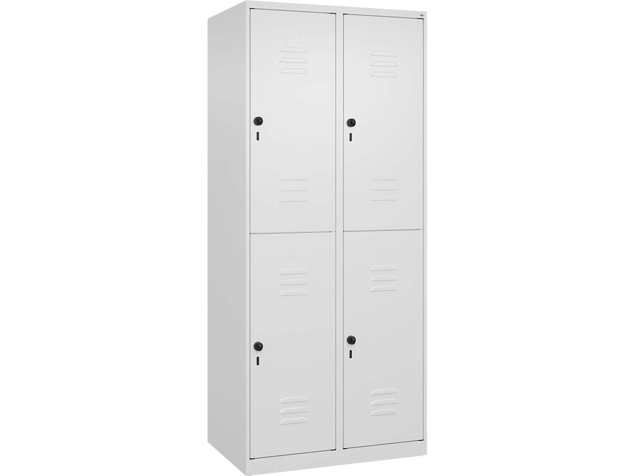 C+P Doppelstock-Spind Classic PLUS, 4 Fächer, 1850x800x500mm, Verkehrsweiß/Verkehrsweiß