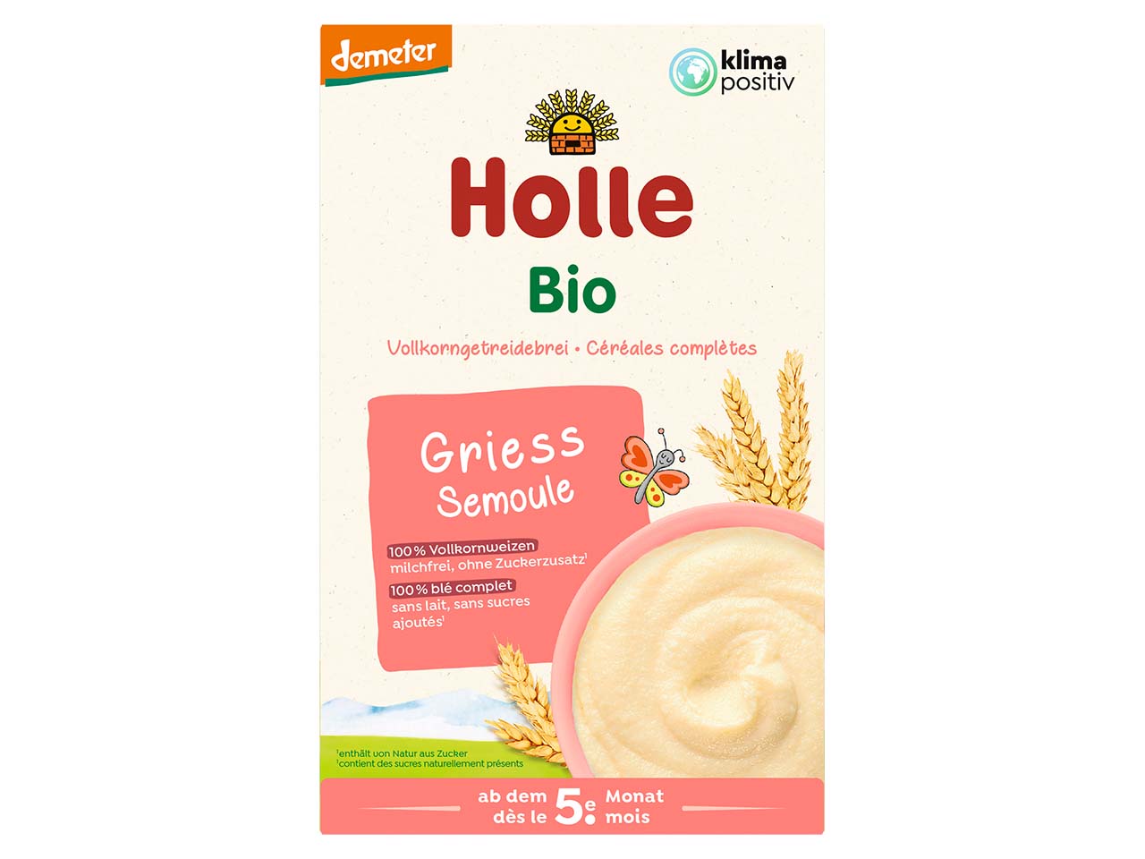 Holle Bio-Vollkorn-Getreidebrei Grieß, ab 5. Monat, 250 g