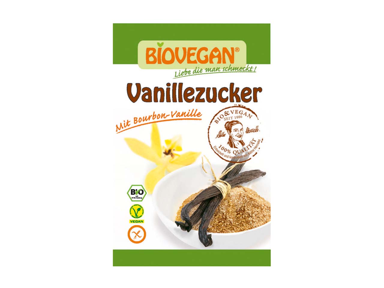 BIOVEGAN Bio-Vanillezucker mit Bourbon-Vanille, 4 x 8 g