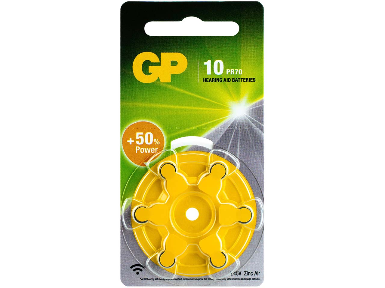 6er Pack GP Battery Hörgerätebatterien  ZA10 "PR 70" 1,4V, 90 mAh