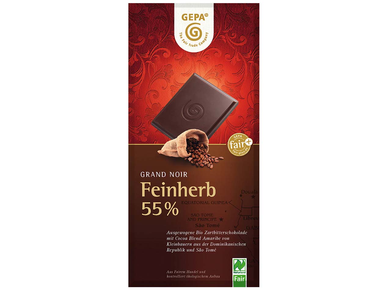 GEPA Bio-Zartbitter-Schokolade "Grand Noir" Feinherb 55 %, 100 g