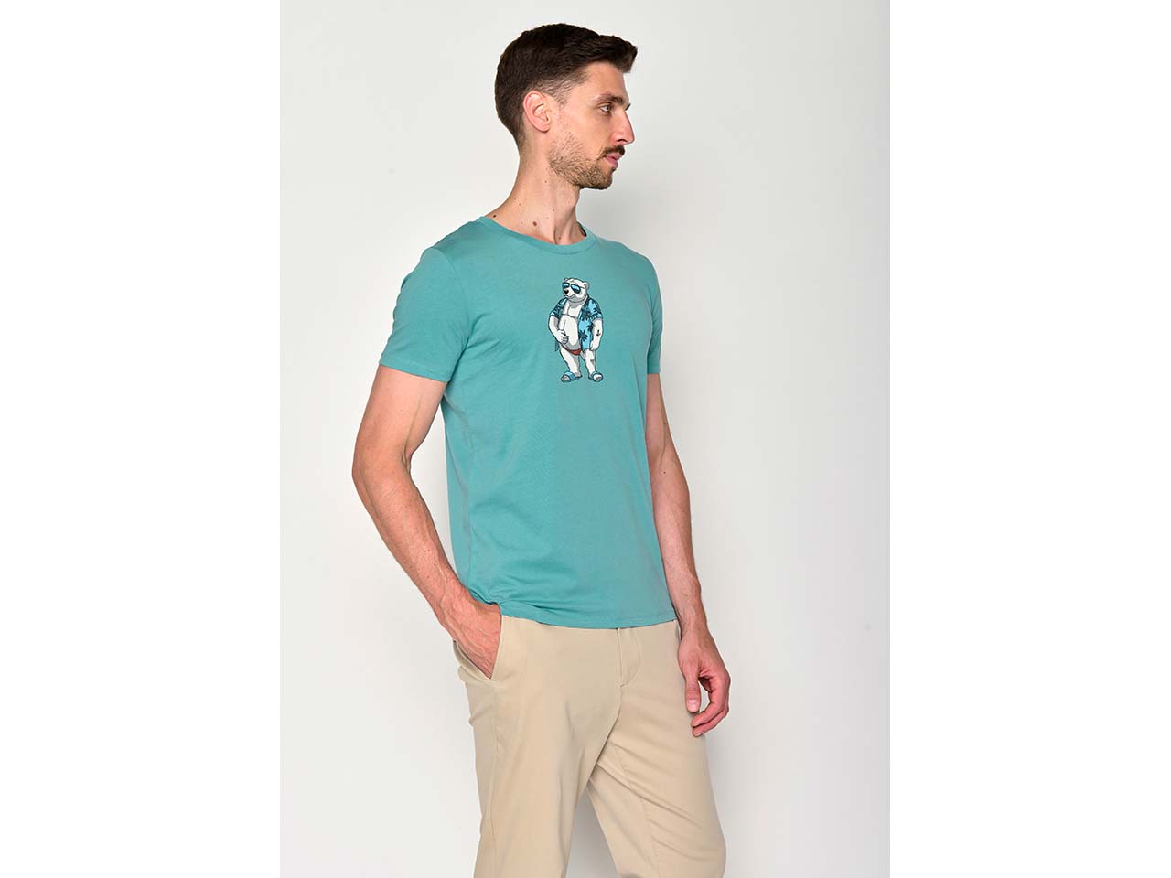 GREENBOMB Bio-Herren-T-Shirt "Beach Bear" mit Rundhalsausschnitt, marine blue, Gr. M