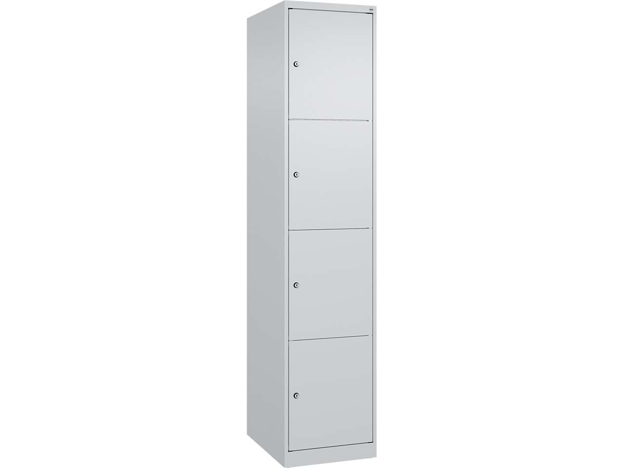 C+P Schließfachschrank Classic PLUS, 4 Fächer, 1850x400x500mm, Lichtgrau/Lichtgrau