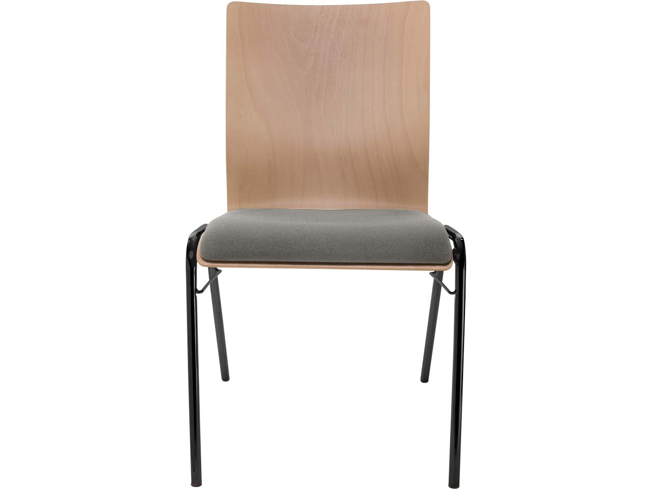 Besucherstuhl "A45" Buche, Gestell schwarz, Steg, Sitzpolster grau