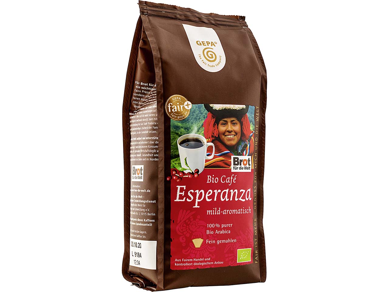 GEPA Bio-Kaffee "Esperanza", gemahlen, Mahlgrad F, 250 g