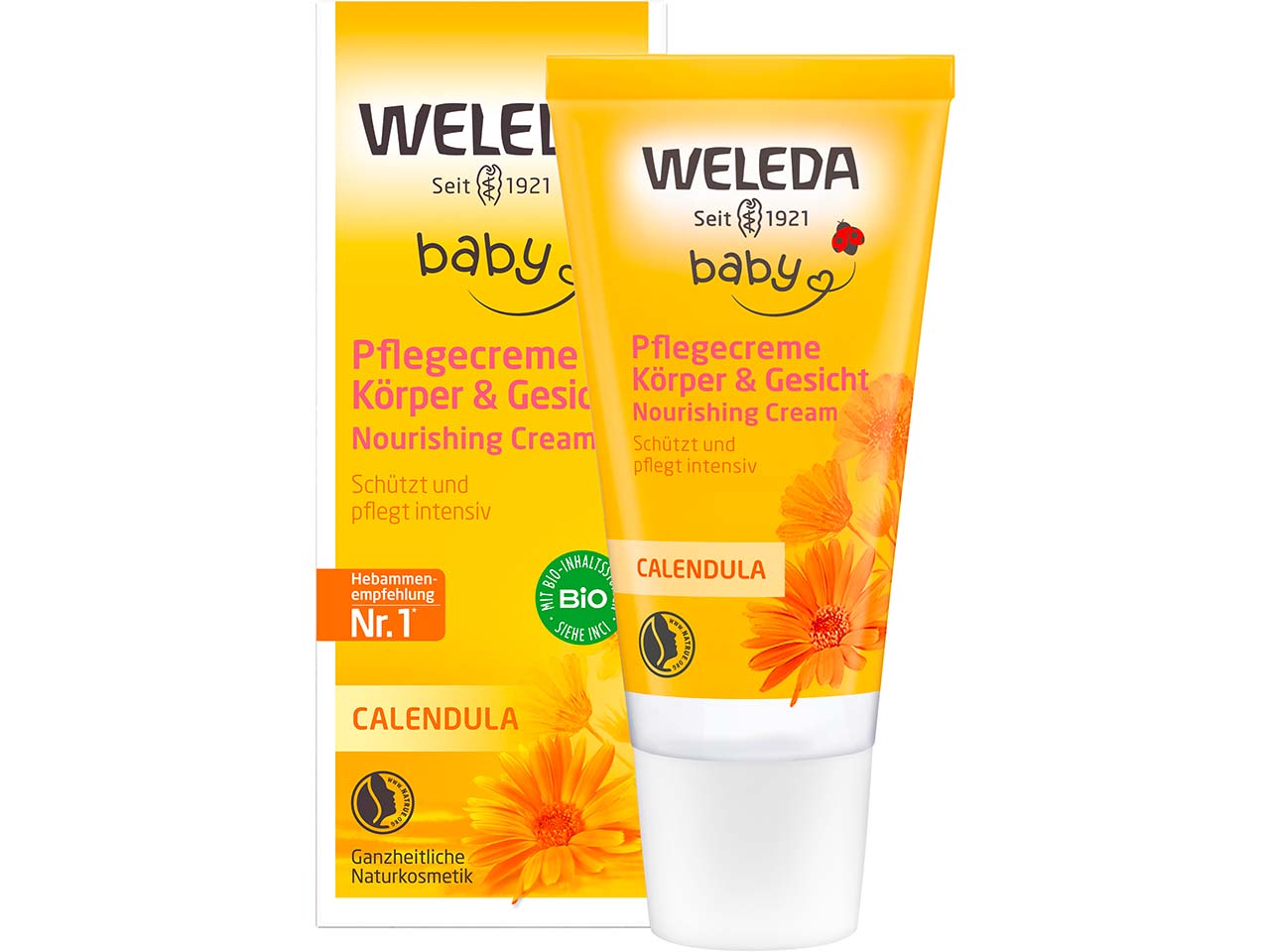 WELEDA Bio-Baby-Pflegecreme Körper und Gesicht mit Calendula, 30 ml