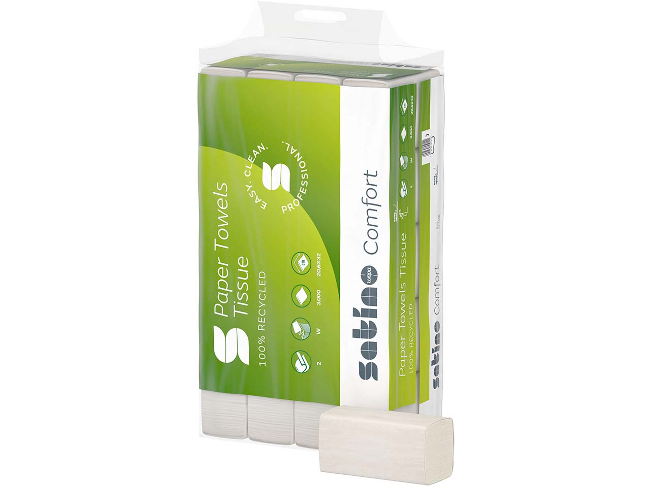 Satino Comfort Papierhandtücher Format Tissue, W-Falz, 20,6 x 23 cm, 3.000 Blatt, weiß