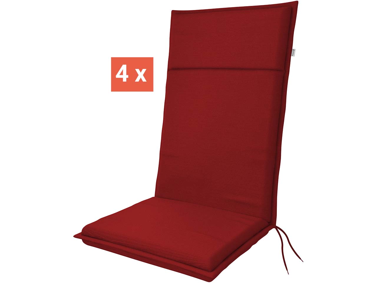 doppler Auflage "LIFE" für Hochlehner, 4er-Pack, 119x48x4 cm, Polyester, rot