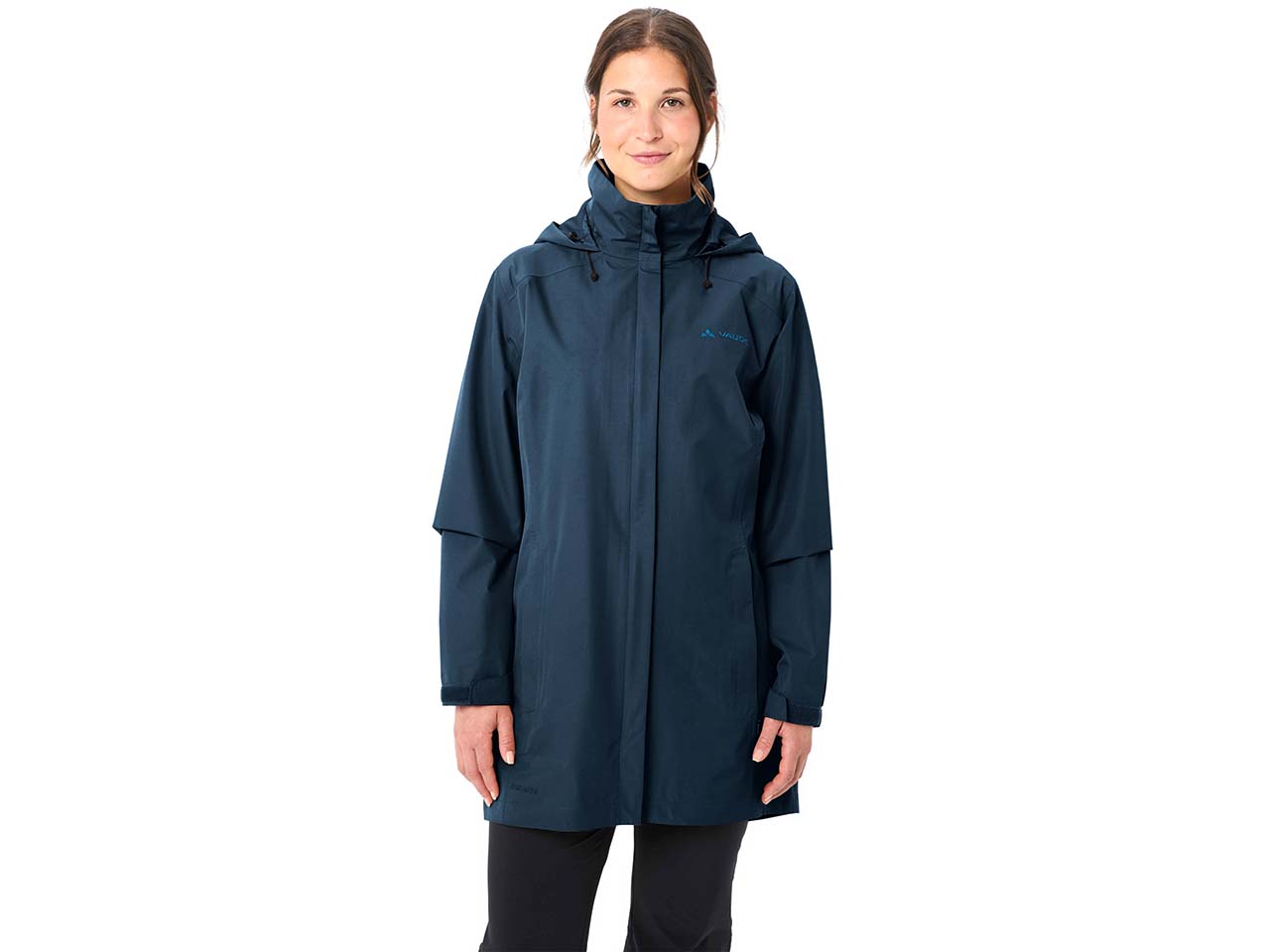 VAUDE Damen-Regen-Parka 'Escape' mit separatem Kragen, dark sea uni, Gr. 40