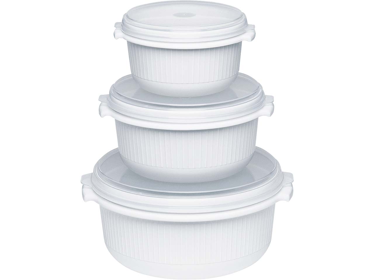 EMSA 3er-Set Mikrowellentopf "MICRO FAMILY" 0,5/1,0/1,5 l, weiß