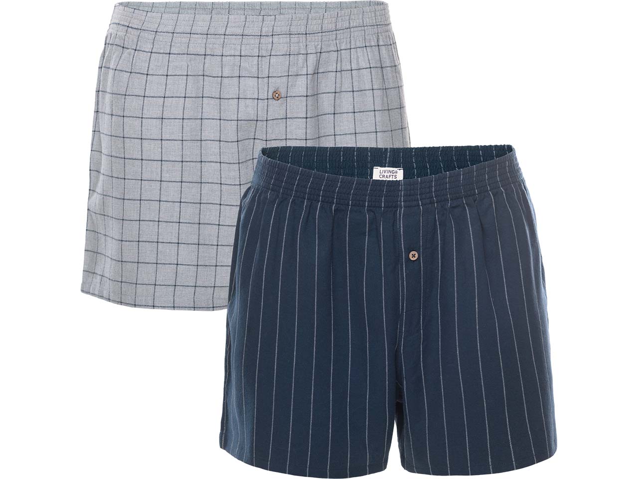 Living Crafts 2er-Pack Bio-Herren-Boxershorts 'BORIS', navy/grey, Gr. L