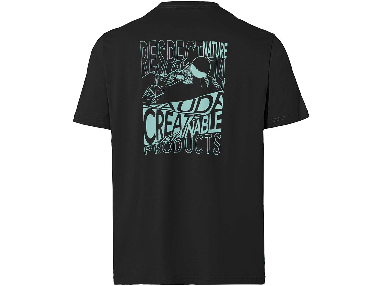 VAUDE Herren-T-Shirt "Spirit II" mit Rückenaufdruck, black, Gr. S