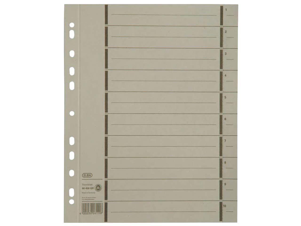 100 Elba Farbige Trennblätter perforiert grau