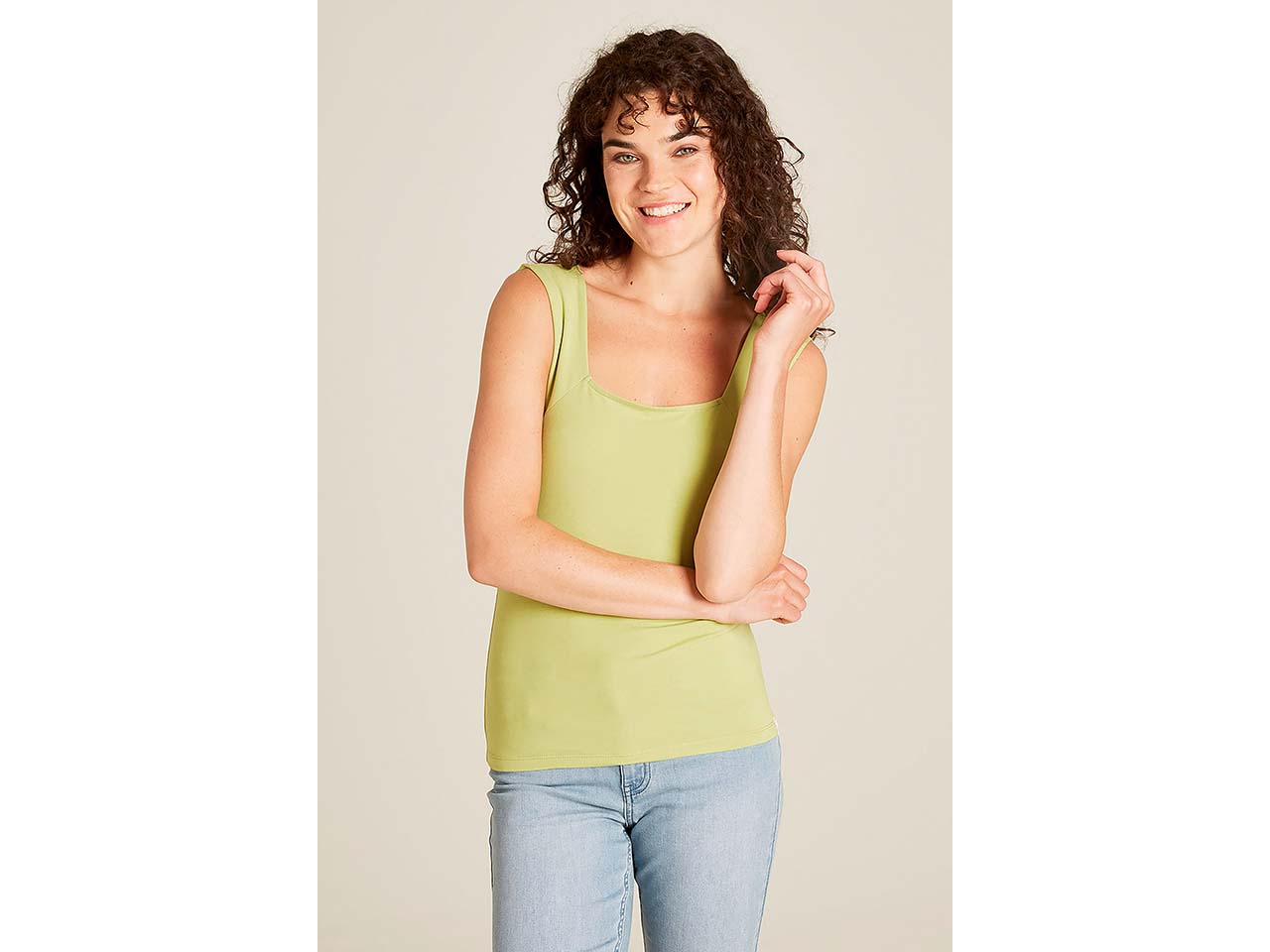 tranquillo Bio-Damen-Top mit Karree-Ausschnitt, herbal green, Gr. S