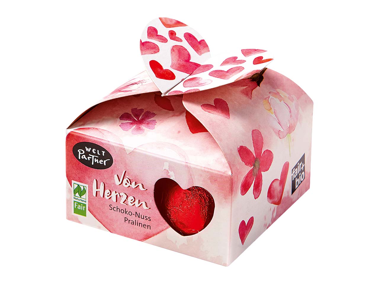 WeltPartner Bio-Schoko-Nuss-Pralinen "Von Herzen", 84 g