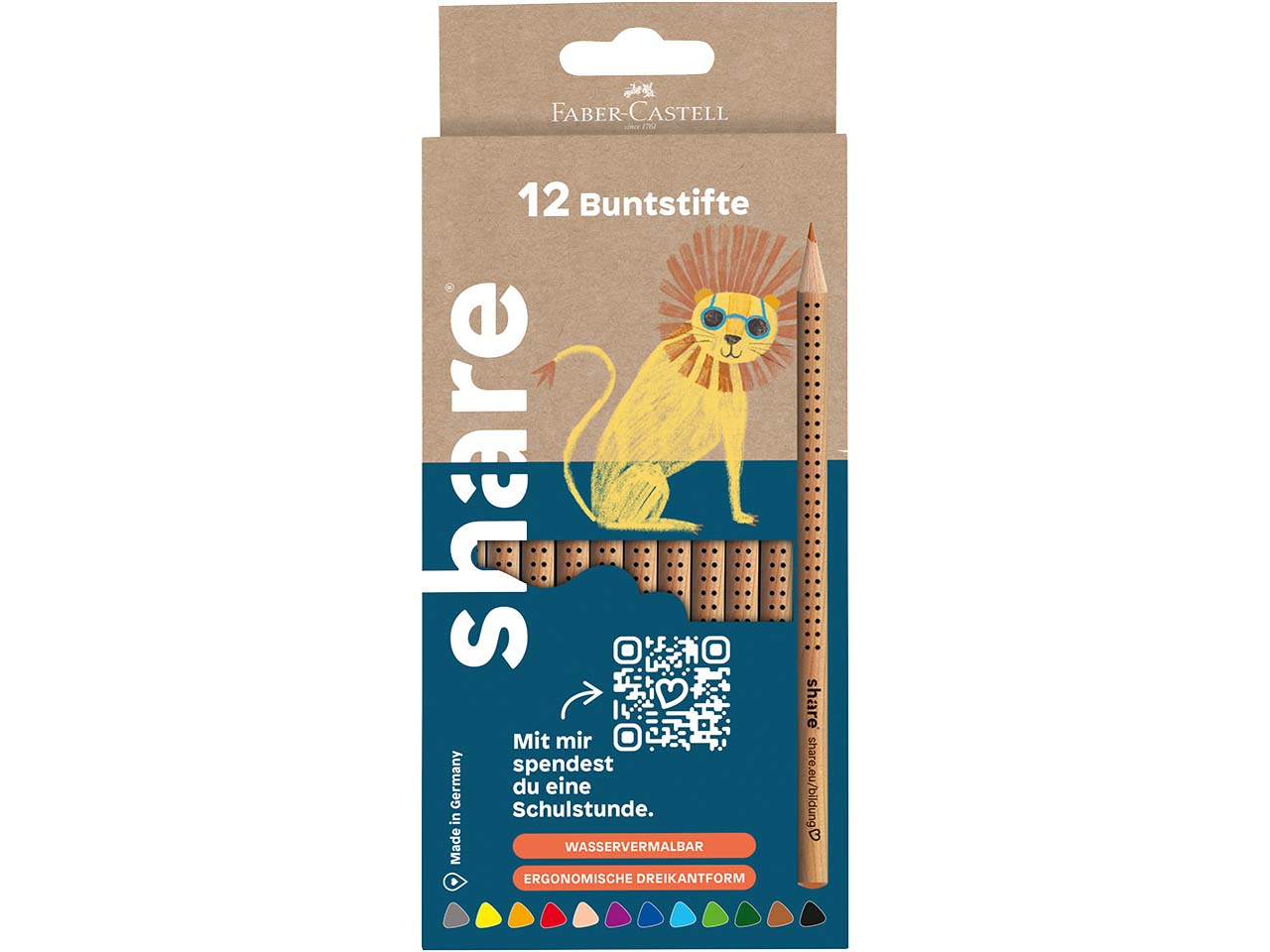 share Buntstift wasservermalbar, 12 Stück, farbig sortiert