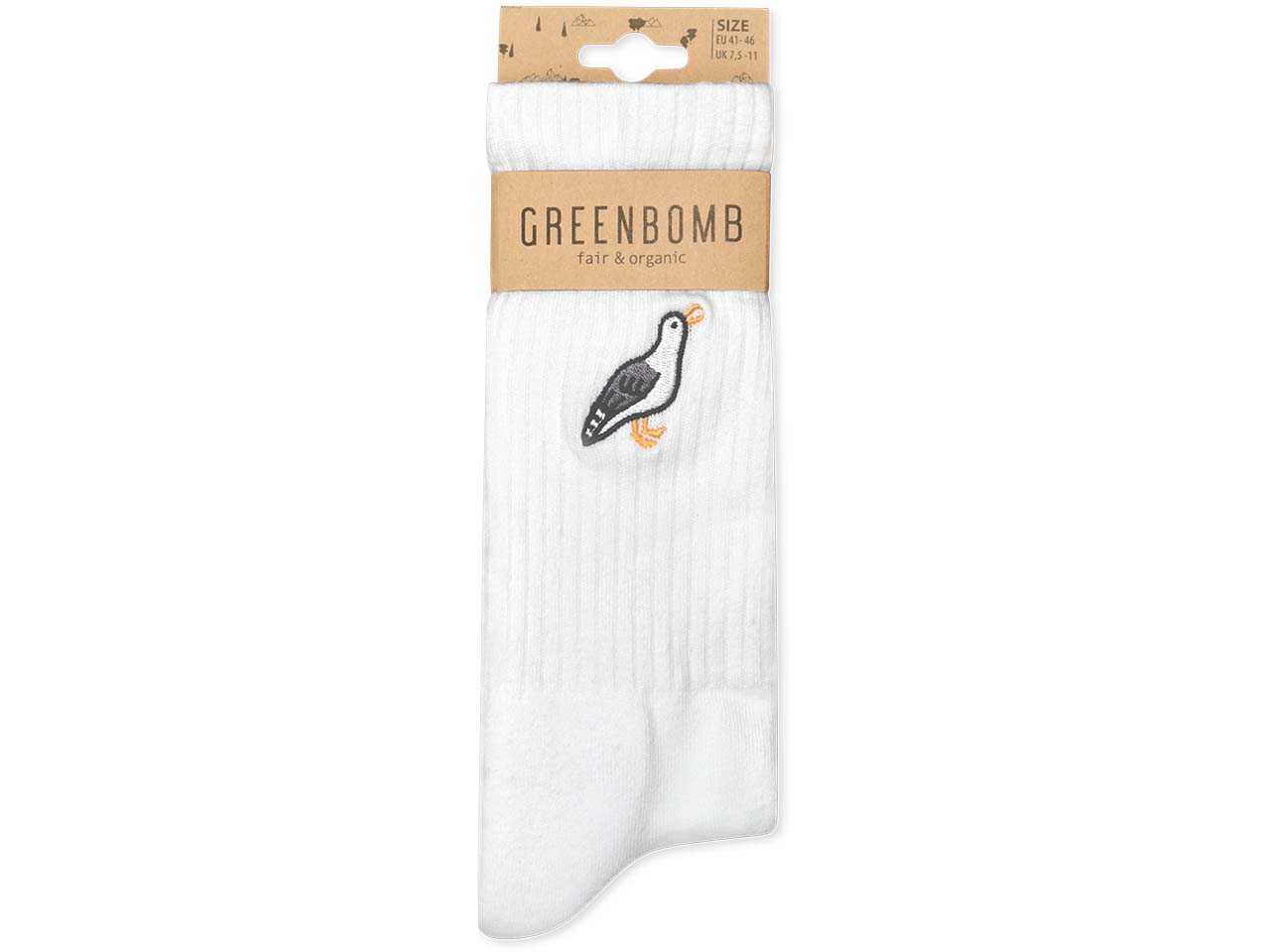 GREENBOMB Bio-Socken "Seagull", white, Gr. 37/40