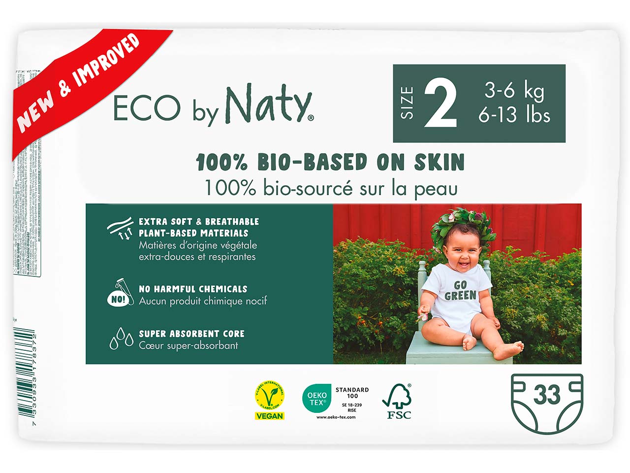 ECO by Naty Windel, Gr. 2 (3-6 kg), aus FSC-zertifiziertem Zellstoff, 33 Stk.