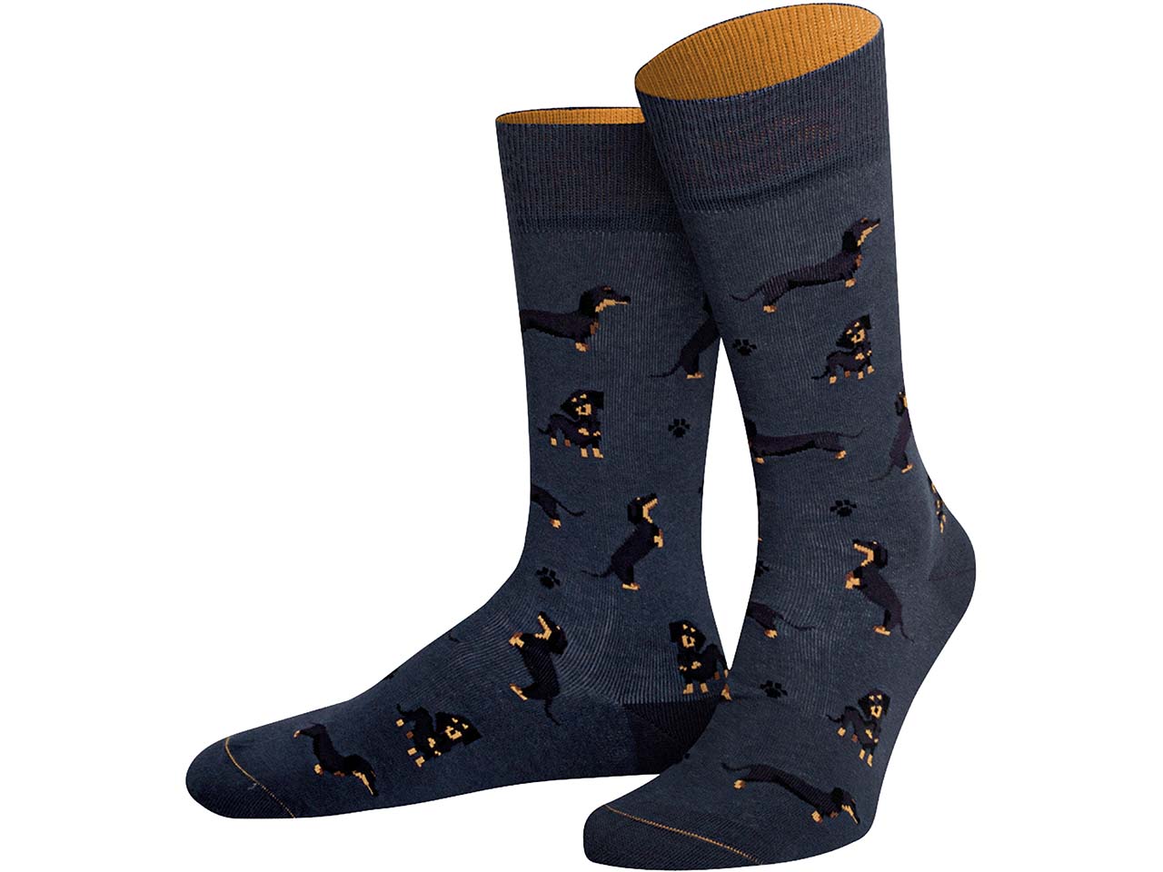 VON JUNGFELD Bio-Socken 'Dachshund', denim blue, Gr. 41/46