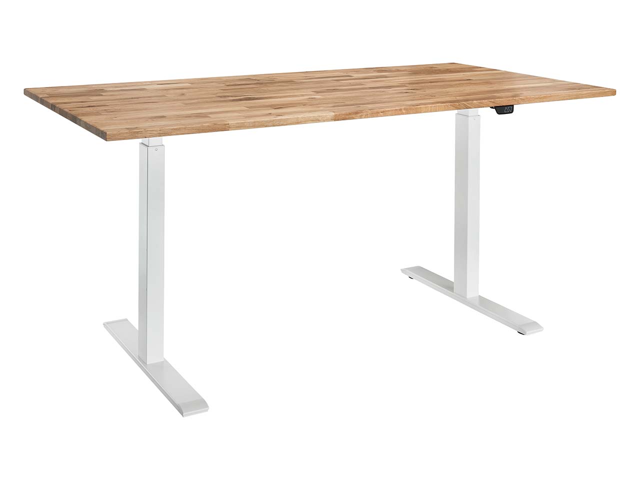 memo Höhenverstellbarer Schreibtisch "ON" weiß, Eiche massiv, B 180 x T 80 cm