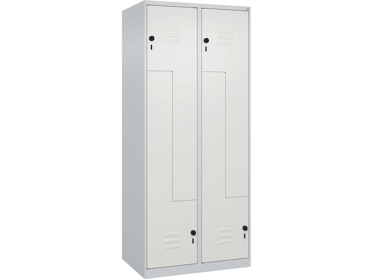 C+P Z-Spind Classic PLUS, 4 Fächer, 1850x800x500mm, Lichtgrau/Verkehrsweiß