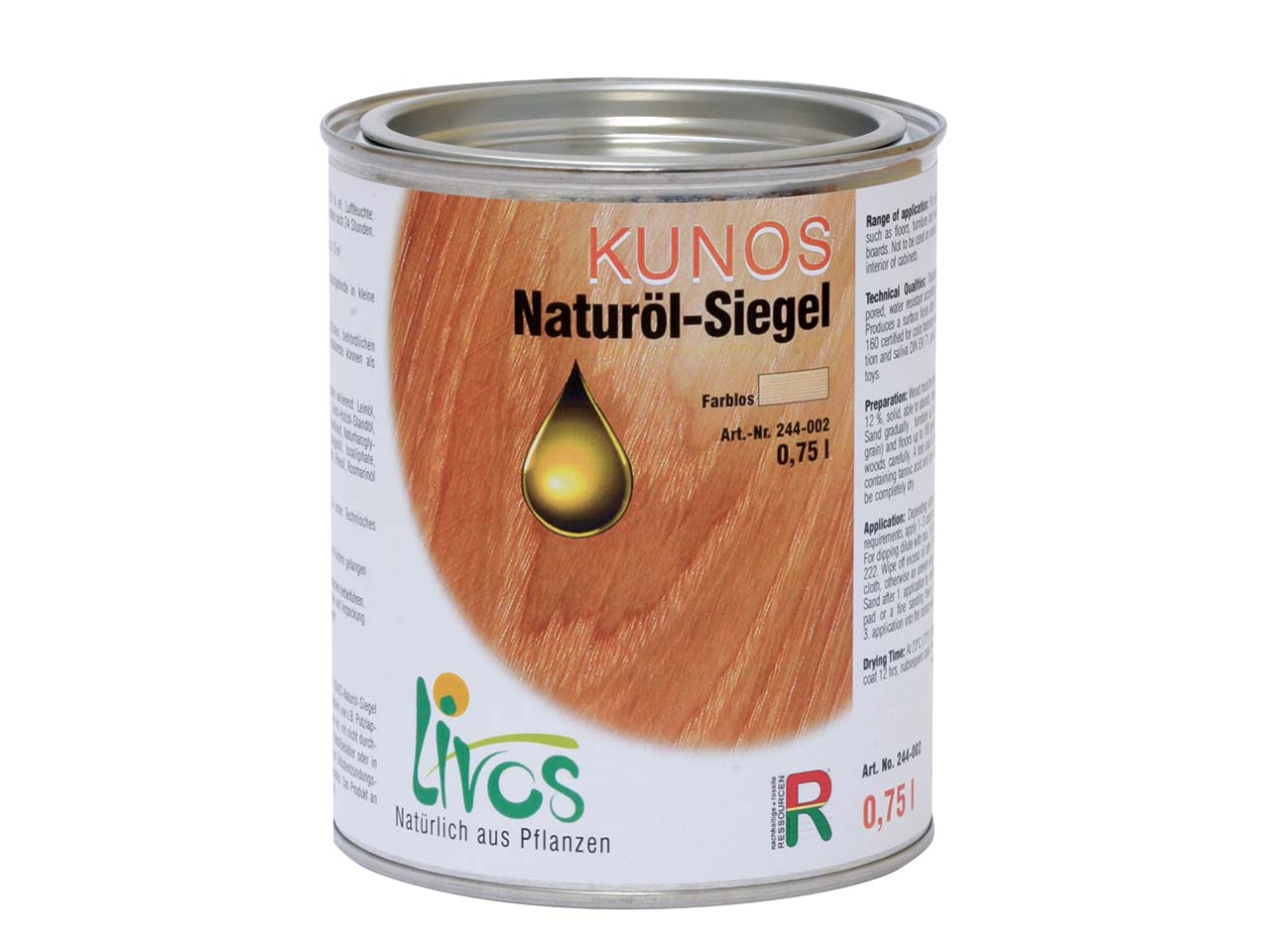 Naturöl-Siegel 'KUNOS' farblos, 0,75 l Dose